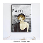 Cargar imagen en el visor de la galería, Impresión de acuarela original. Mujer en Paris, con boina y cigarrillo en la boca. Tamaño A3
