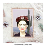 Cargar imagen en el visor de la galería, Impresión de acuarela original. Frida, rodeada de cactus. Tamaño A4
