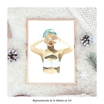 Cargar imagen en el visor de la galería, Impresión de acuarela original. Mujer con bikini y turbante tapándose los ojos. Tamaño A4
